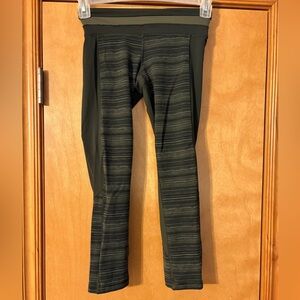 LuluLemon Striped Green Capri Leggings